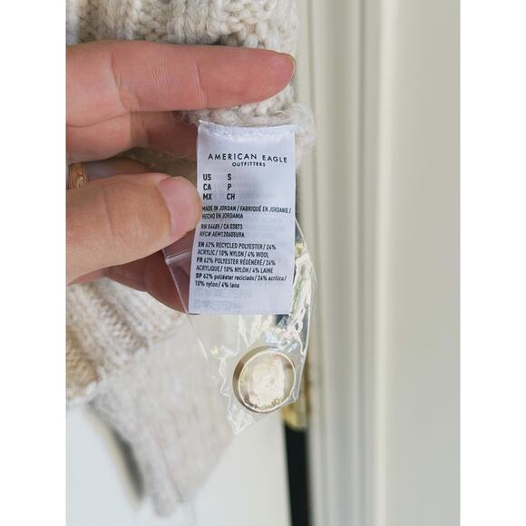 American Eagle Colorblock Button-Up Striped Cardigan Sweater Small Artsy Preppy - Picture 10 of 10